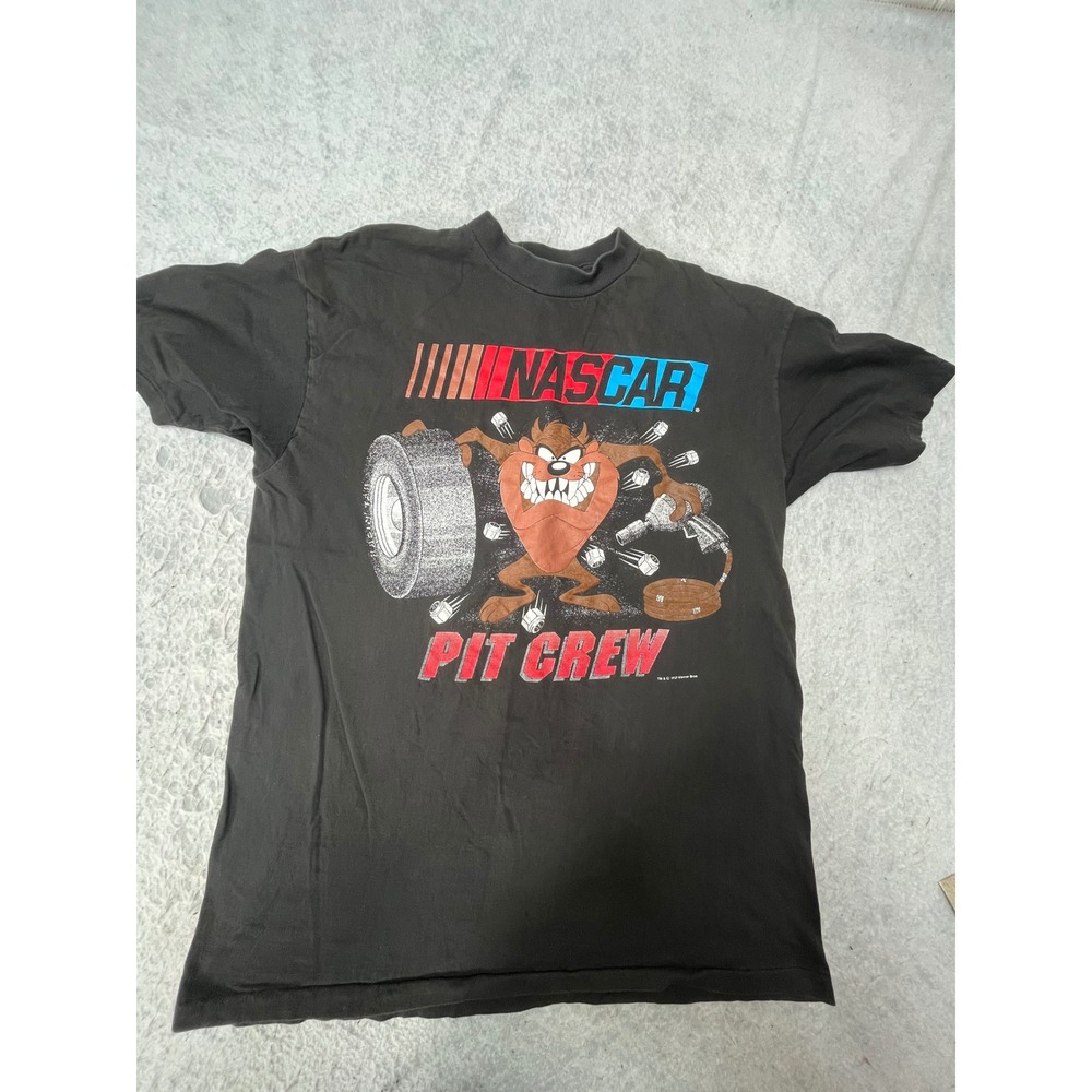 Vintage‎ 1993 NASCAR Pit Crew Tazmanian Devil T-Shirt Black Single Stitch Mens L